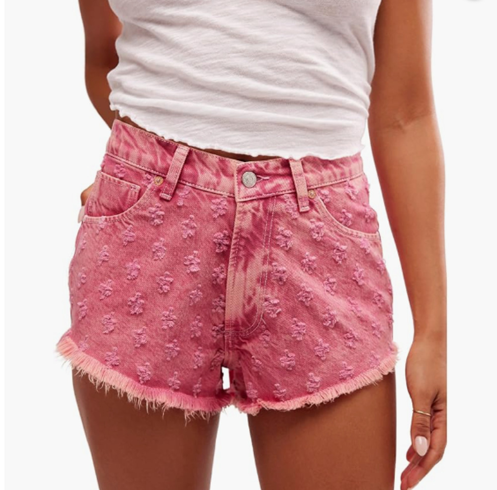 Free People Mixed Emotions High Rise Shorts Womens Size 30 Pink Red Dragonfruit